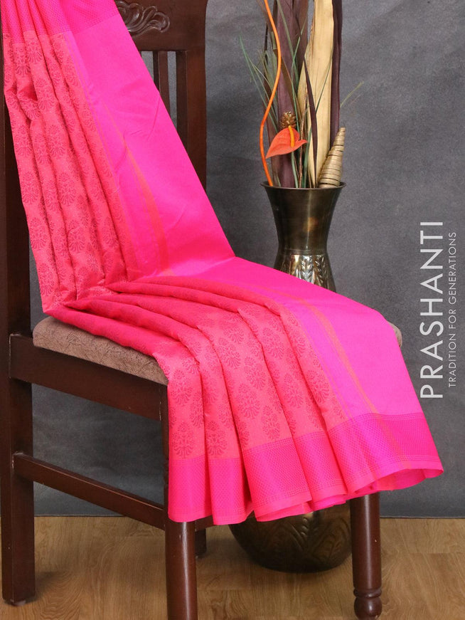 Semi raw silk saree pink shade and candy pink with allover butta prints and woven border - {{ collection.title }} by Prashanti Sarees