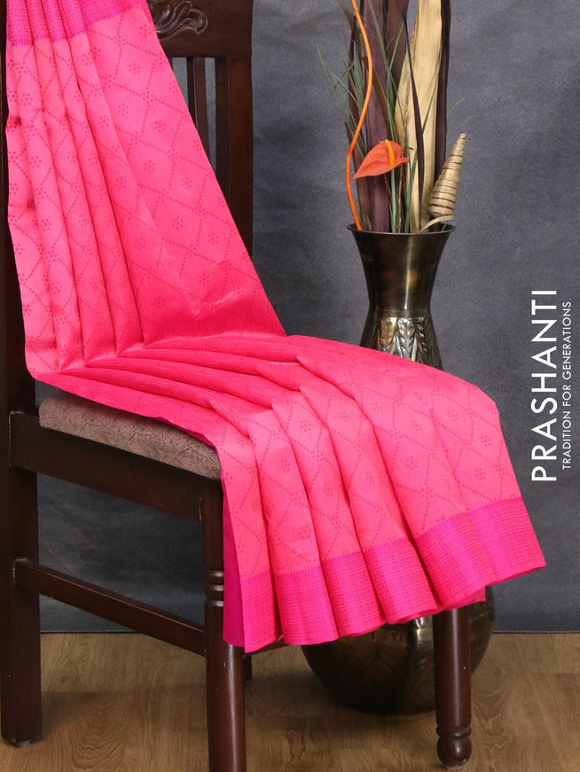 Semi raw silk saree pink shade with allover bandhani prints and woven border - {{ collection.title }} by Prashanti Sarees