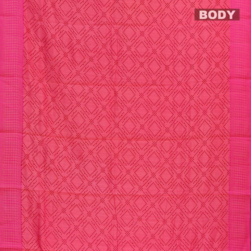 Semi raw silk saree pink shade with allover geometric prints and woven border - {{ collection.title }} by Prashanti Sarees