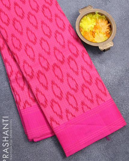 Semi raw silk saree pink with allover ikat butta prints and woven border - {{ collection.title }} by Prashanti Sarees