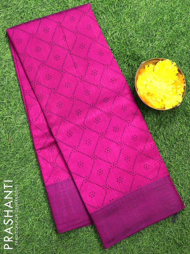 Semi raw silk saree purple shade with allover bandhani prints and woven border - {{ collection.title }} by Prashanti Sarees