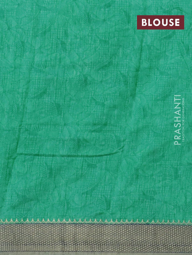 Semi raw silk saree teal green and blue with allover prints and zari woven border - {{ collection.title }} by Prashanti Sarees
