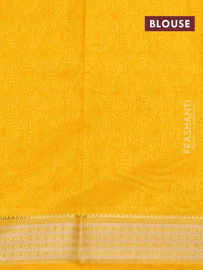 Semi raw silk saree yellow and orange with allover floral prints and zari woven border - {{ collection.title }} by Prashanti Sarees
