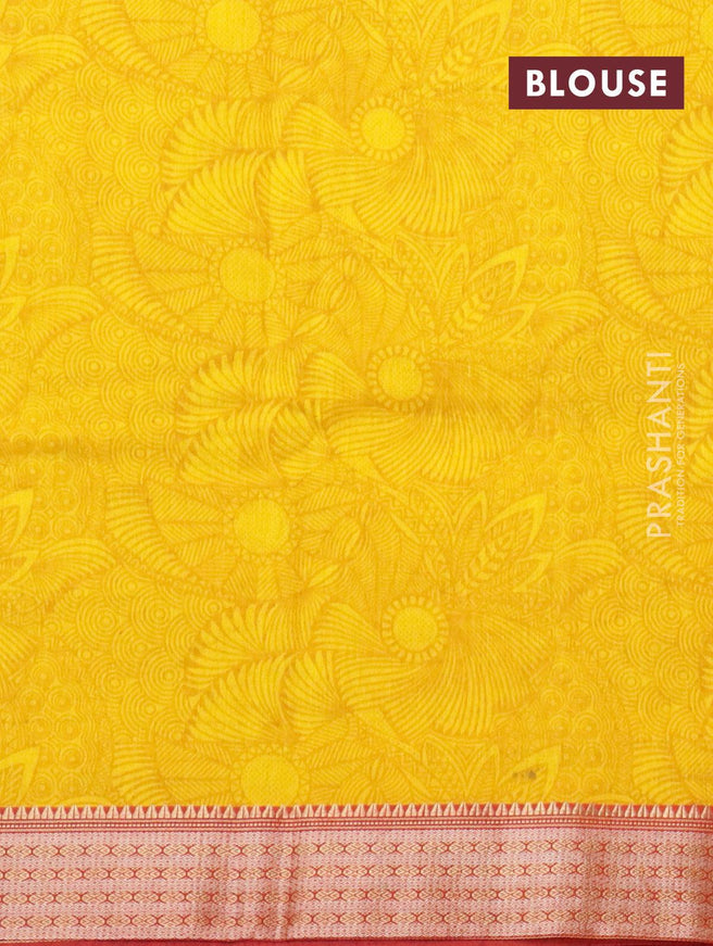 Semi raw silk saree yellow and red with allover warli prints and zari woven border - {{ collection.title }} by Prashanti Sarees