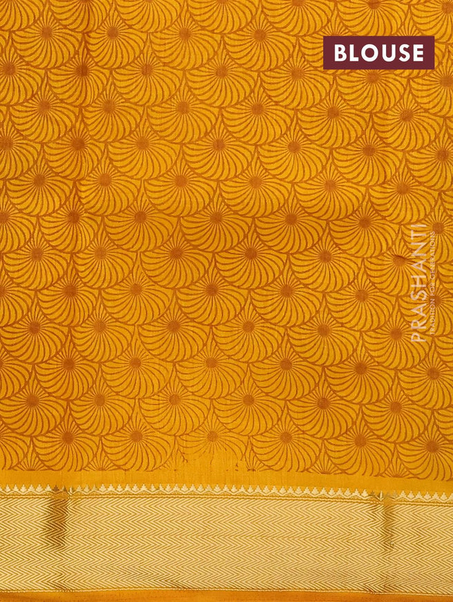 Semi raw silk saree yellow and rust shade with allover prints and zari woven border - {{ collection.title }} by Prashanti Sarees