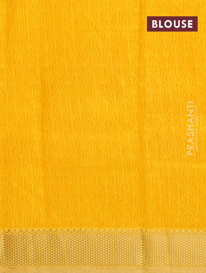 Semi raw silk saree yellow with allover floral prints and zari woven border - {{ collection.title }} by Prashanti Sarees