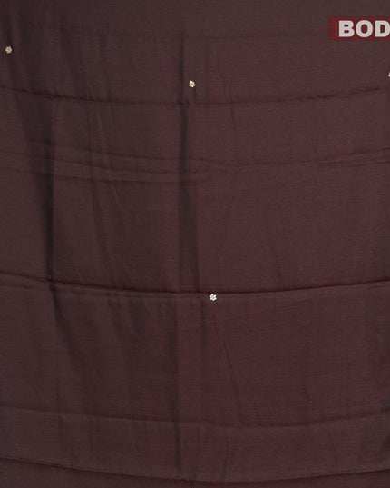Semi satin silk saree dark brown and with mirror embroidery and cut work - {{ collection.title }} by Prashanti Sarees