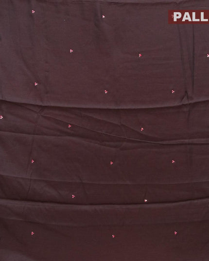 Semi satin silk saree dark brown and with mirror embroidery work - {{ collection.title }} by Prashanti Sarees