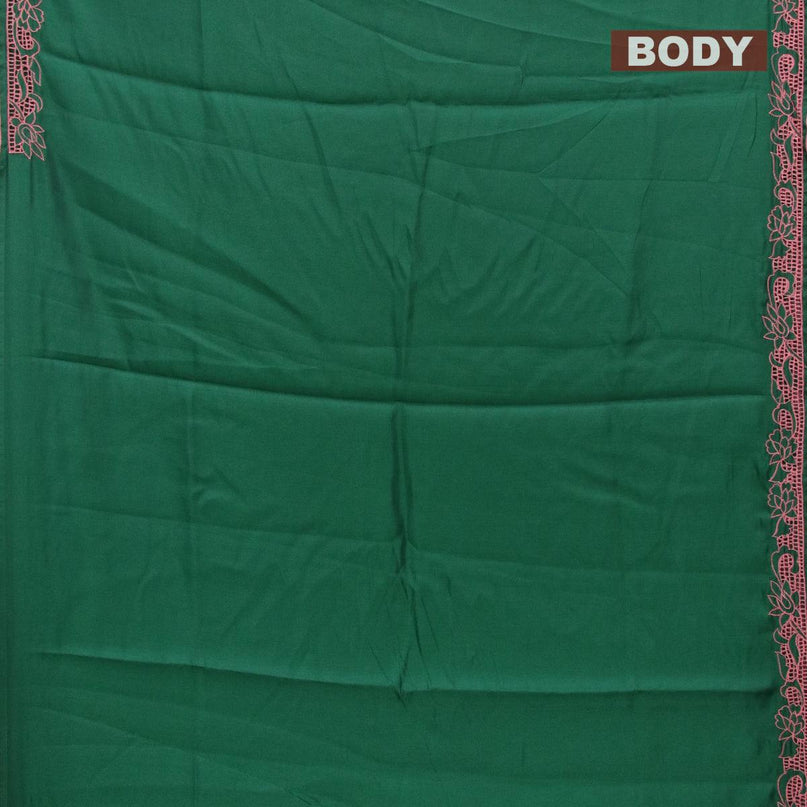 Semi satin silk saree green and with embroidery and cut work - {{ collection.title }} by Prashanti Sarees