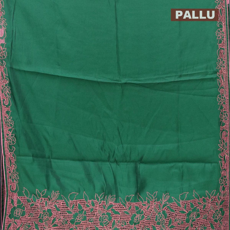Semi satin silk saree green and with embroidery and cut work - {{ collection.title }} by Prashanti Sarees