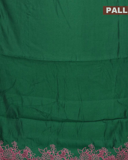 Semi satin silk saree green and with embroidery and cut work - {{ collection.title }} by Prashanti Sarees