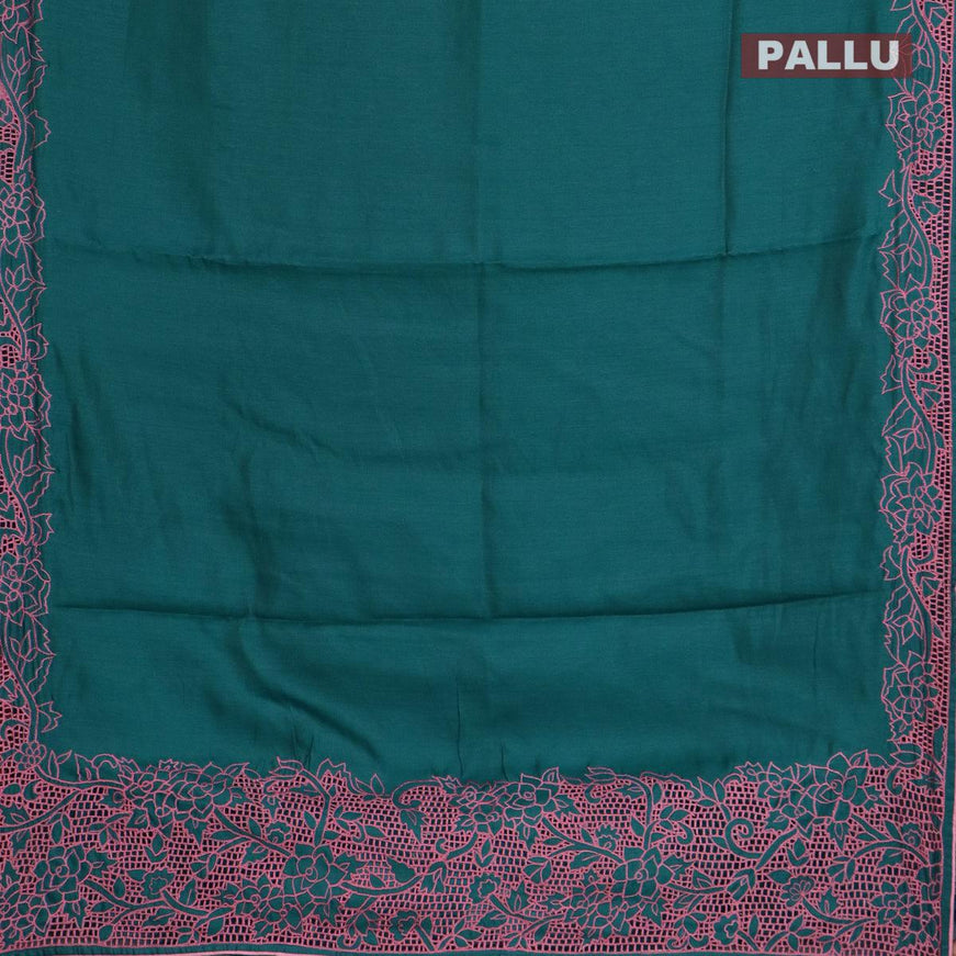 Semi satin silk saree green and with embroidery and cut work - {{ collection.title }} by Prashanti Sarees