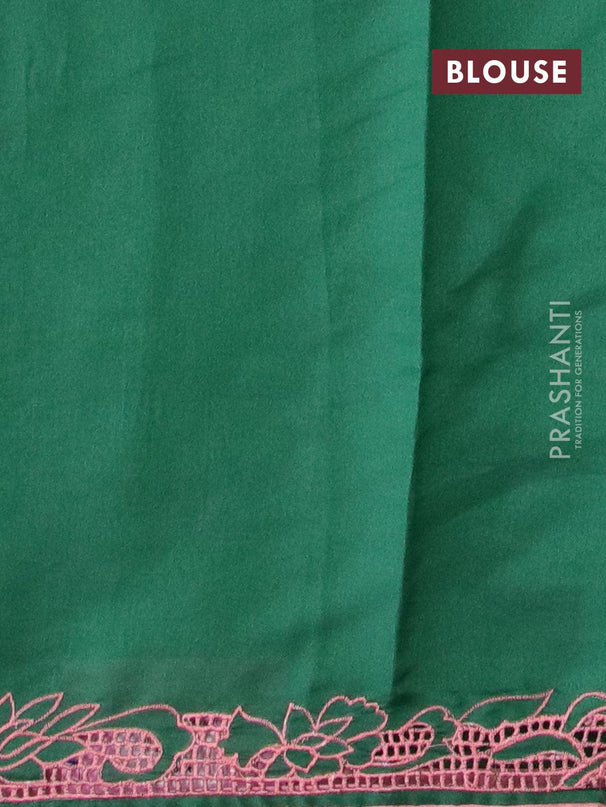 Semi satin silk saree green and with embroidery and cut work - {{ collection.title }} by Prashanti Sarees