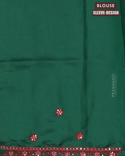 Semi satin silk saree green and with mirror embroidery and cut work border - {{ collection.title }} by Prashanti Sarees