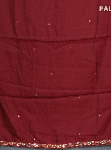 Semi satin silk saree maroon and with mirror embroided work - {{ collection.title }} by Prashanti Sarees