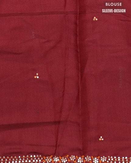 Semi satin silk saree maroon and with mirror embroided work - {{ collection.title }} by Prashanti Sarees