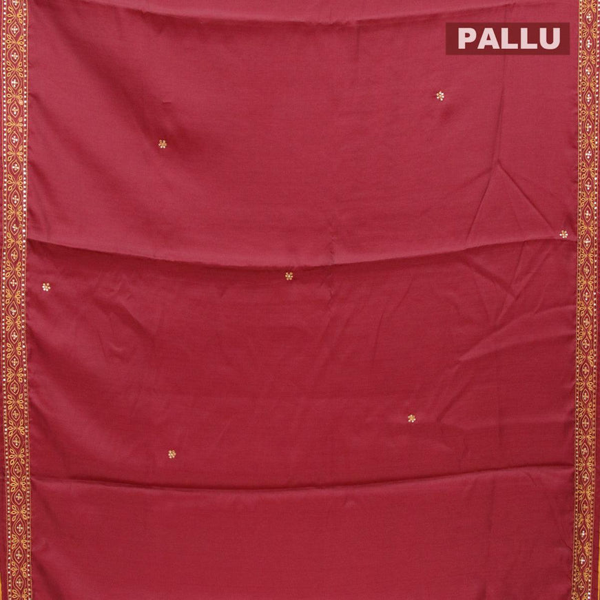 Semi satin silk saree maroon and with mirror embroidery and cut work - {{ collection.title }} by Prashanti Sarees