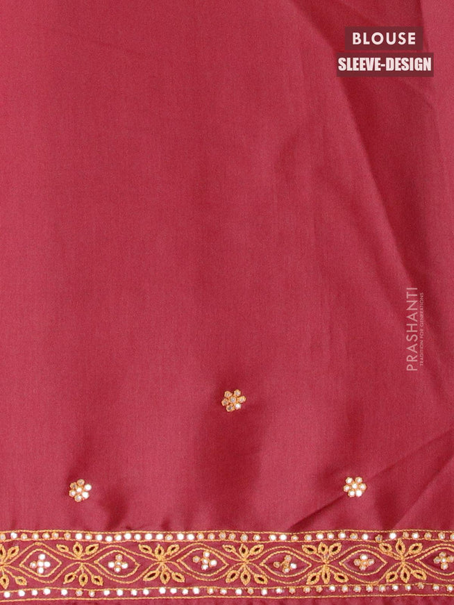 Semi satin silk saree maroon and with mirror embroidery and cut work - {{ collection.title }} by Prashanti Sarees