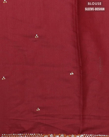 Semi satin silk saree maroon and with mirror embroidery work - {{ collection.title }} by Prashanti Sarees