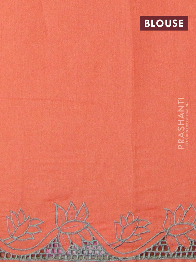 Semi satin silk saree orange and with embroidery and cut work - {{ collection.title }} by Prashanti Sarees