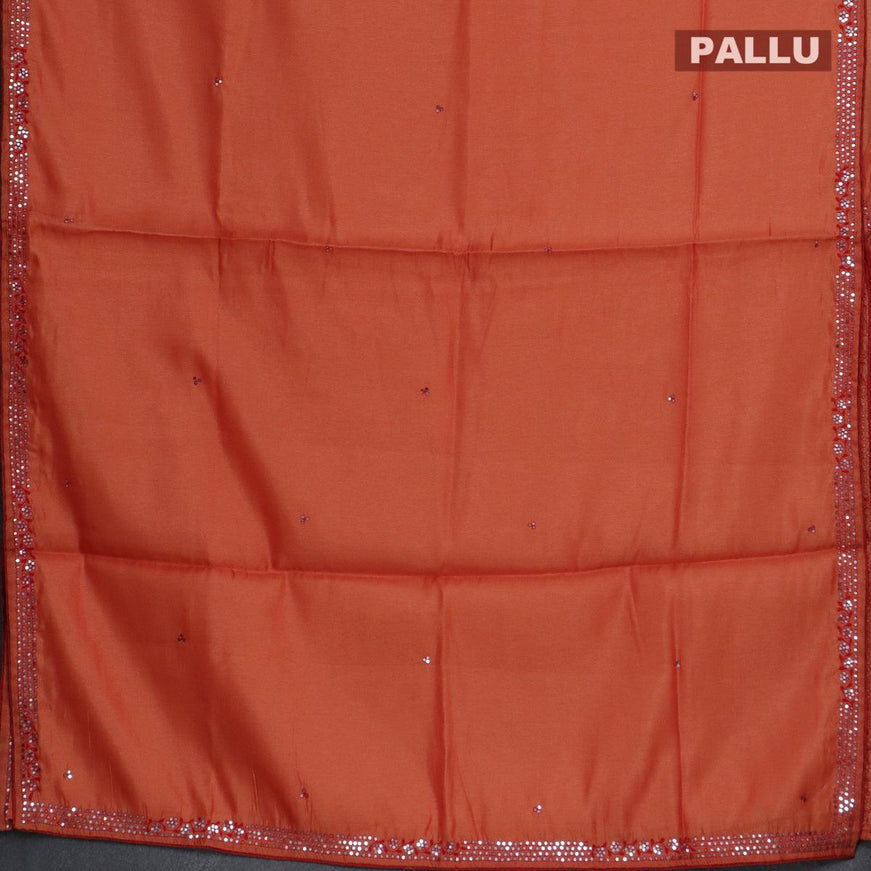 Semi satin silk saree orange and with mirror embroidery work - {{ collection.title }} by Prashanti Sarees