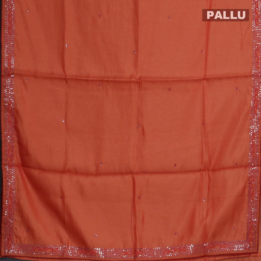 Semi satin silk saree orange and with mirror embroidery work - {{ collection.title }} by Prashanti Sarees