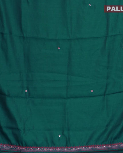 Semi satin silk saree peacock green and with mirror embroided and cut work border - {{ collection.title }} by Prashanti Sarees