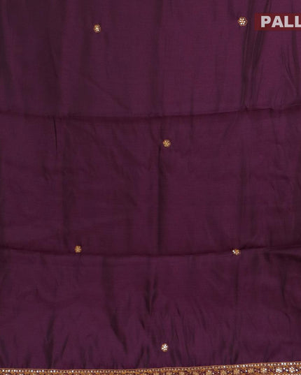 Semi satin silk saree purple and with mirror embroidery and cut work border - {{ collection.title }} by Prashanti Sarees