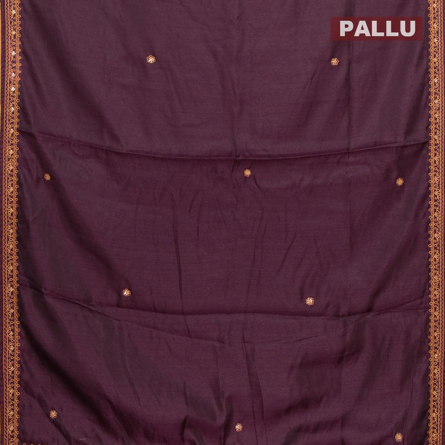 Semi satin silk saree purple and wth mirror embroidery and cut work border - {{ collection.title }} by Prashanti Sarees