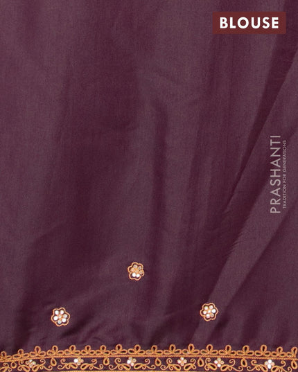 Semi satin silk saree purple and wth mirror embroidery and cut work border - {{ collection.title }} by Prashanti Sarees