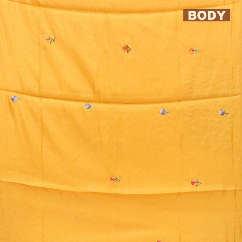 Semi satin silk saree yellow and with floral embroidery work and embroided blouse - {{ collection.title }} by Prashanti Sarees