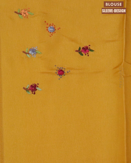 Semi satin silk saree yellow and with floral embroidery work and embroided blouse - {{ collection.title }} by Prashanti Sarees