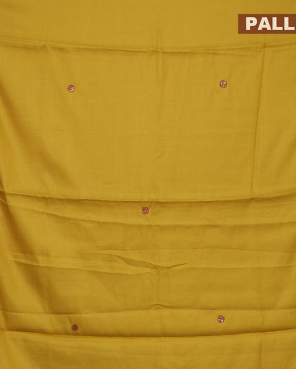 Semi satin silk saree yellow and with mirror embroided and cut work border - {{ collection.title }} by Prashanti Sarees