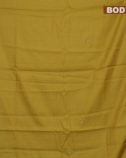 Semi satin silk saree yellow and with mirror embroidery and cut work border - {{ collection.title }} by Prashanti Sarees