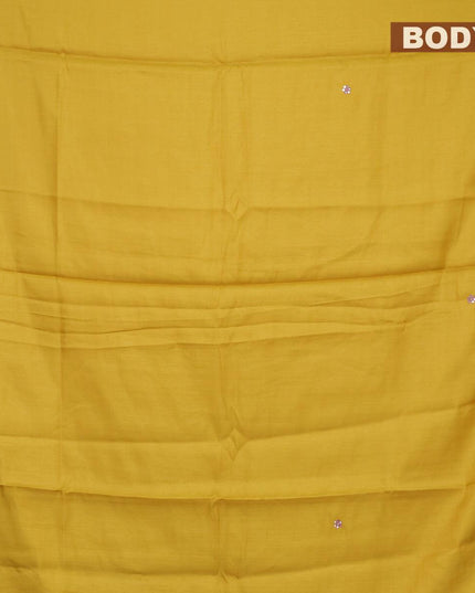 Semi satin silk saree yellow and with mirror embroidery and cut work - {{ collection.title }} by Prashanti Sarees