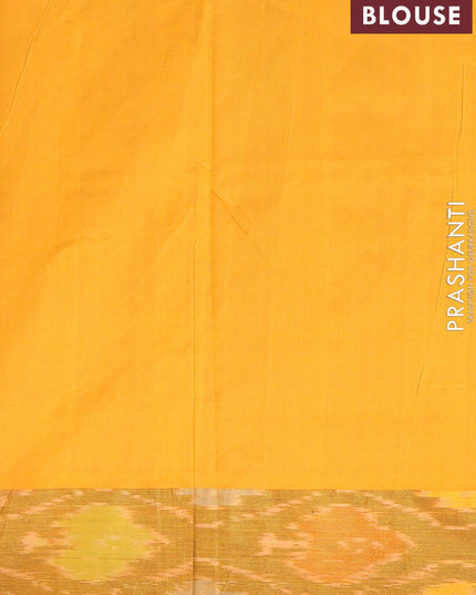 Semi silk cotton saree blue and mango yellow with butta prints and ikat zari woven border - {{ collection.title }} by Prashanti Sarees