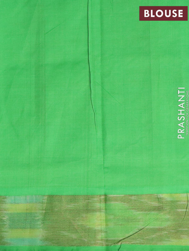 Semi silk cotton saree blue and parrot green with butta prints and ikat woven zari border - {{ collection.title }} by Prashanti Sarees