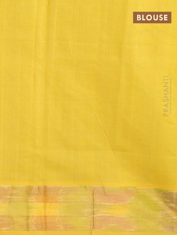Semi silk cotton saree blue and yellow with floral butta prints and ikat woven zari border - {{ collection.title }} by Prashanti Sarees