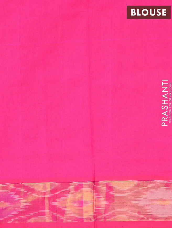 Semi silk cotton saree dark green and pink with floral butta prints and ikat woven zari border - {{ collection.title }} by Prashanti Sarees
