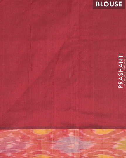 Semi silk cotton saree green and maroon with floral butta prints and ikat woven zari border - {{ collection.title }} by Prashanti Sarees