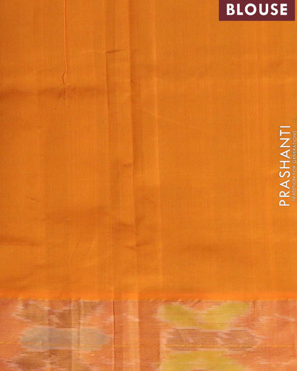 Semi silk cotton saree green and orange with butta prints and ikat woven zari border - {{ collection.title }} by Prashanti Sarees