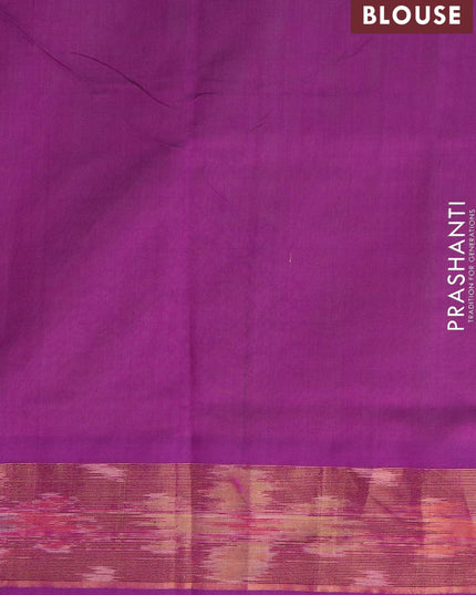 Semi silk cotton saree green and purple with butta prints and ikat woven zari border - {{ collection.title }} by Prashanti Sarees