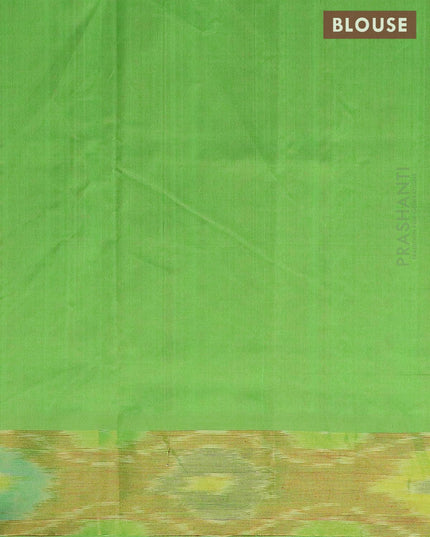 Semi silk cotton saree honey shade and light green with butta prints and ikat woven zari border - {{ collection.title }} by Prashanti Sarees