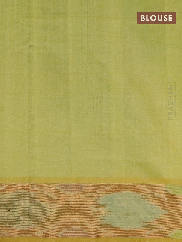 Semi silk cotton saree light blue and lime yellow with butta prints and ikat woven zari border - {{ collection.title }} by Prashanti Sarees