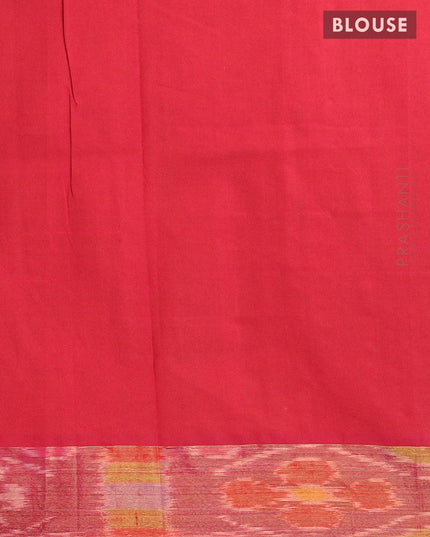 Semi silk cotton saree light green shade and maroon with butta prints and ikat woven zari border - {{ collection.title }} by Prashanti Sarees
