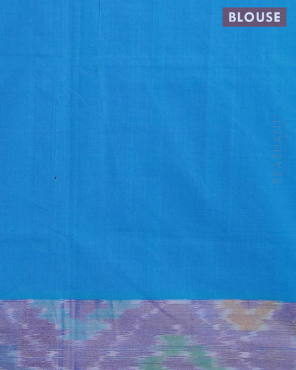 Semi silk cotton saree pink and light blue with floral butta prints and ikat woven zari border - {{ collection.title }} by Prashanti Sarees