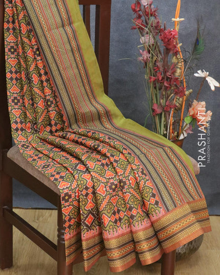 Semi tussar dupion saree coffee brown and brown with allover prints and vidarbha style border - {{ collection.title }} by Prashanti Sarees