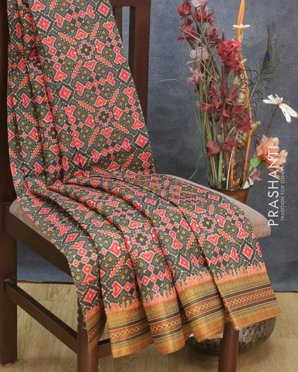Semi tussar dupion saree grey shade and rust shade with allover prints and vidarbha style border - {{ collection.title }} by Prashanti Sarees