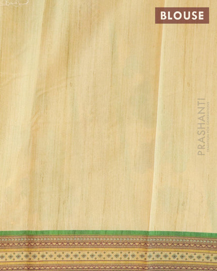 Semi tussar dupion saree mustard yellow and green with allover prints and vidarbha style border - {{ collection.title }} by Prashanti Sarees