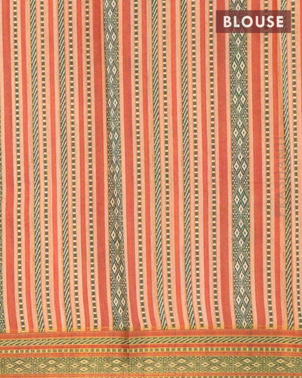 Semi tussar dupion saree peach orange and orange with allover floral prints and vidarbha style border - {{ collection.title }} by Prashanti Sarees